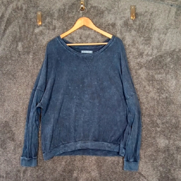 We The Free People Acid Wash Thin Sweatshirt Womens Large Oversize - Picture 1 of 11